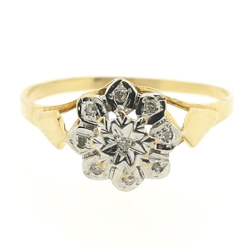 Image 3 of Gold entourage ring with diamond | 0.045 ct.