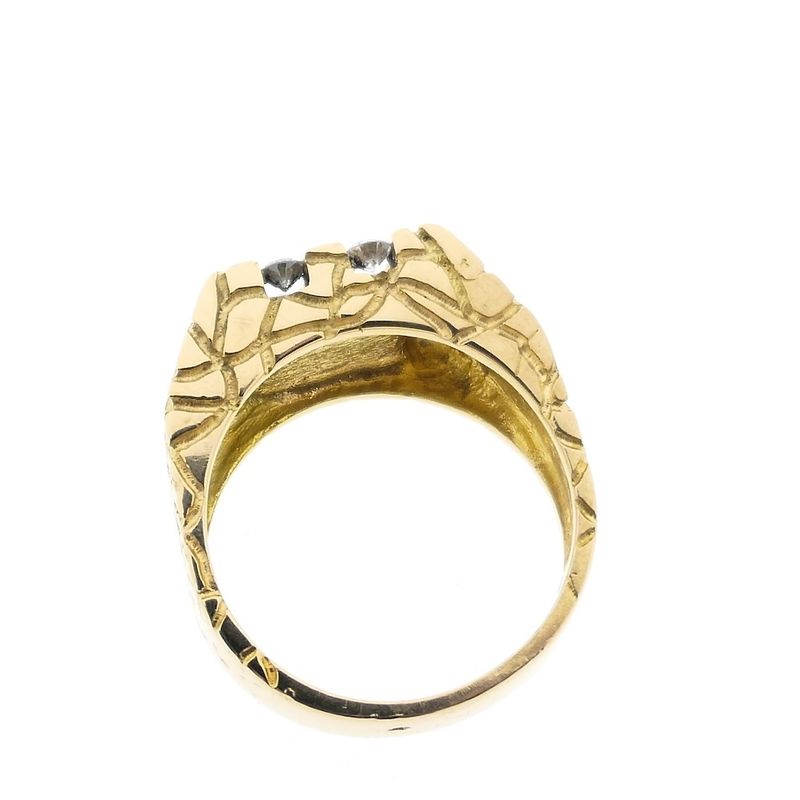 Image 7 of Gold men's nugget ring with 0.72 ct diamond.
