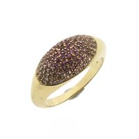 Gold ring pavé with pink tourmaline