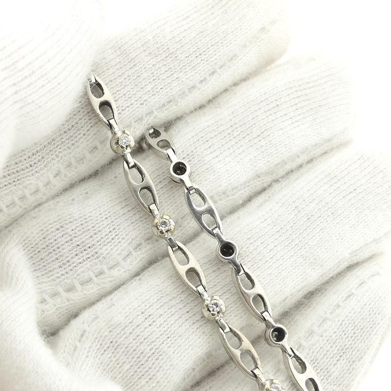 Image 8 of White gold fantasy link bracelet with diamonds; 0.24 ct.