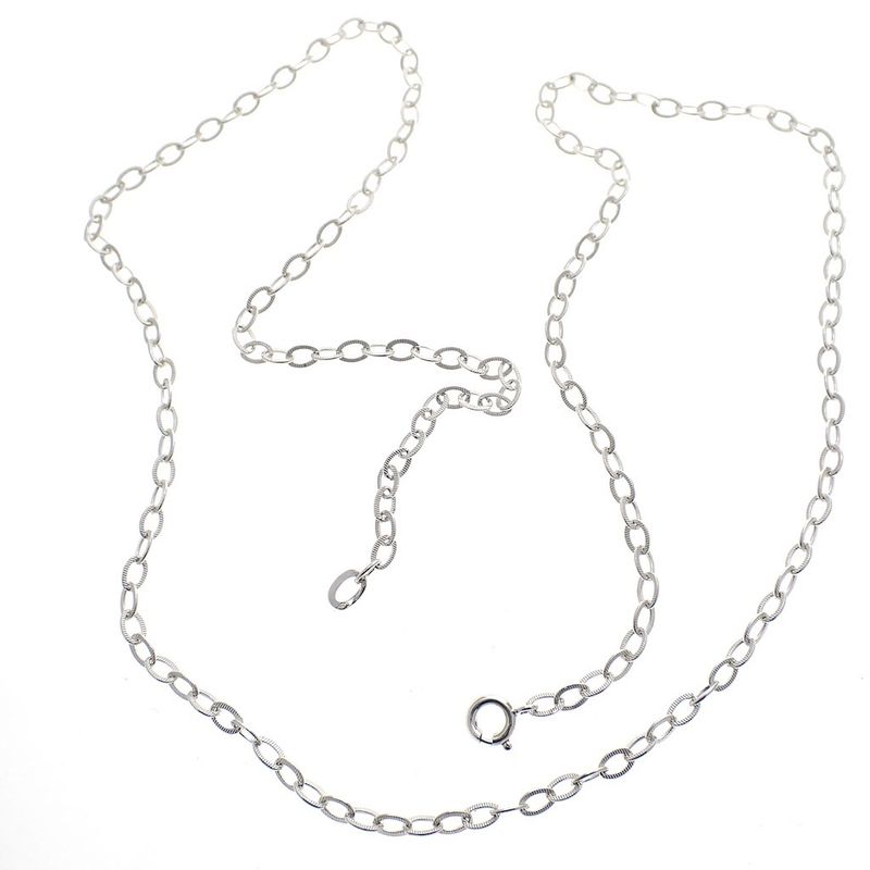 Image 4 of Silver ribbed anchor link chain | 70 cm