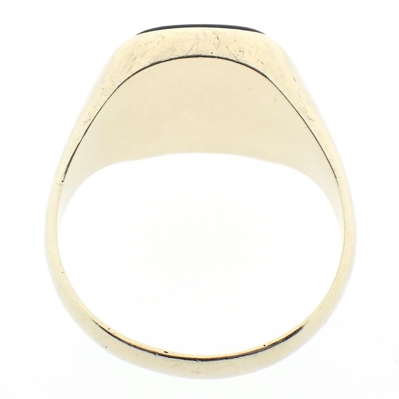 Image 7 of Gold men's signet ring with onyx and family crest