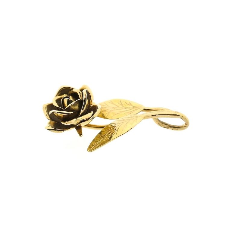 Image 7 of Vintage gold pendant of a rose with leaves