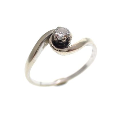 Image 1 of Two-tone gold solitaire ring with 0.15 ct diamond.