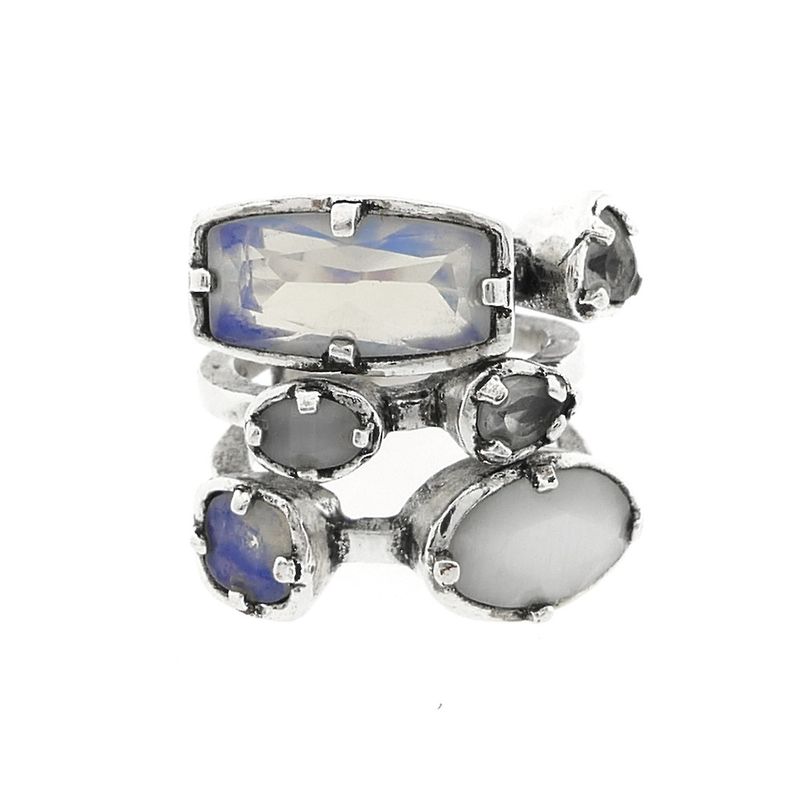 Image 5 of Silver ring with moonstones