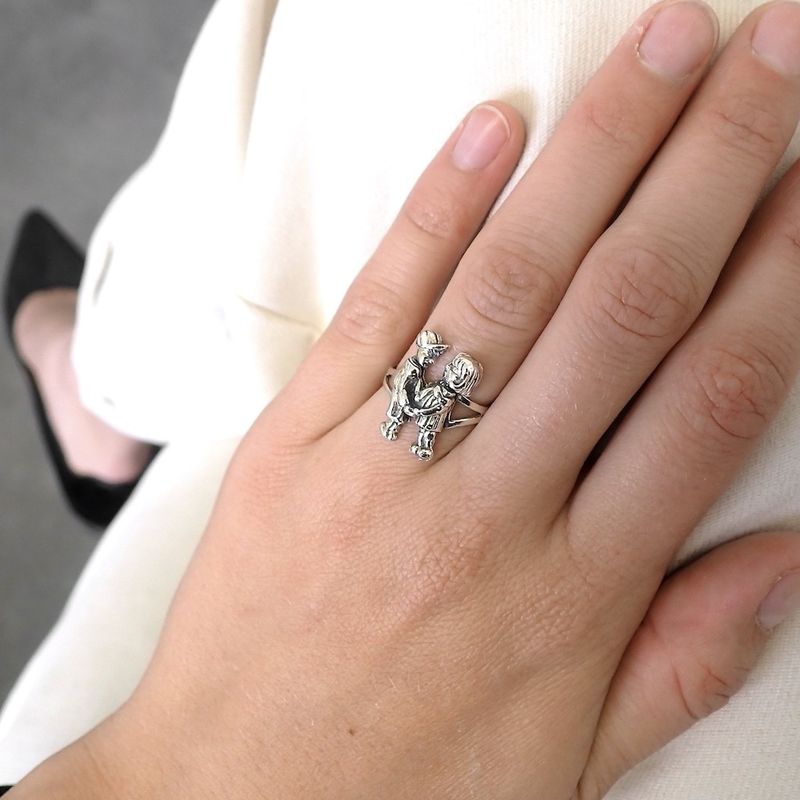 Image 3 of Silver ring with movable figures