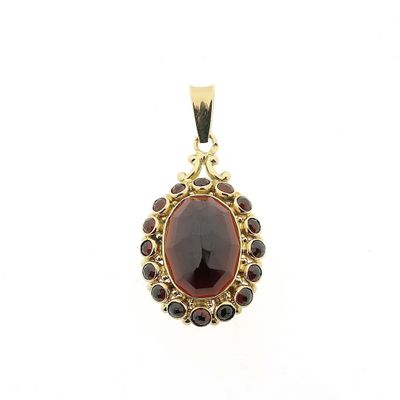Image 1 of Vintage gold entourage pendant with garnet