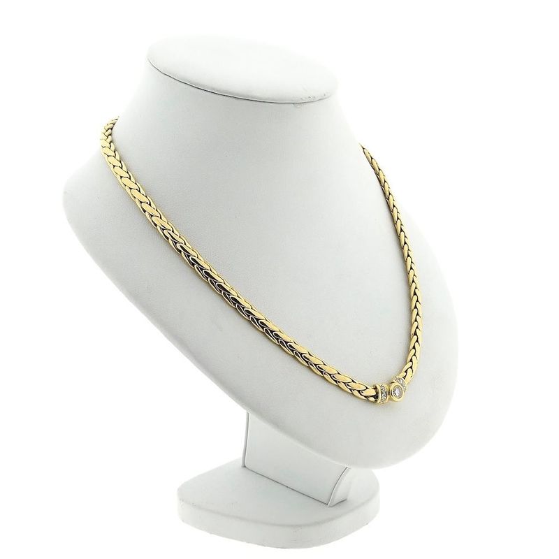 Image 3 of Gold foxtail link necklace with diamonds; 0.52 ct.