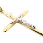 Afbeelding 11 van Bicolor gouden hanger van een kruis met corpus | INRI