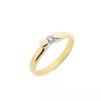 Image 1 of Two-tone gold ring with diamond; 0.07 ct.