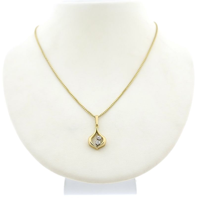 Image 8 of 18K Gold subtle pendant with diamond | 0.02 ct.