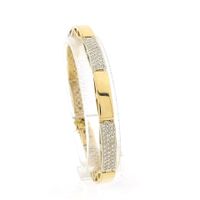 18K Bicolor Gold Link Bracelet with Diamonds; 1.055 ct.