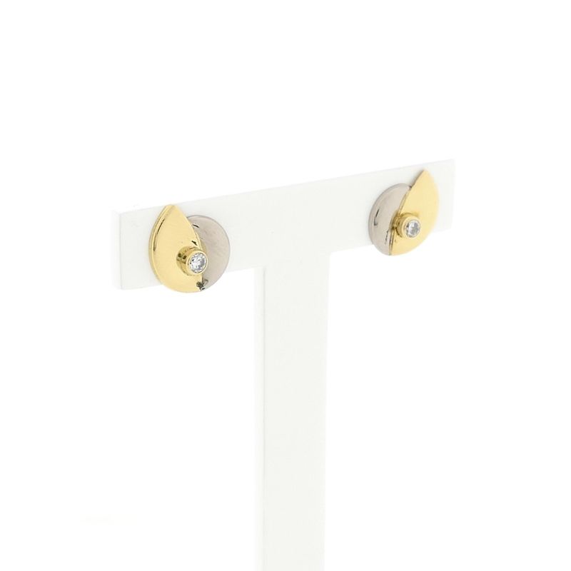 Image 3 of Bicolor gold earrings with zirconia