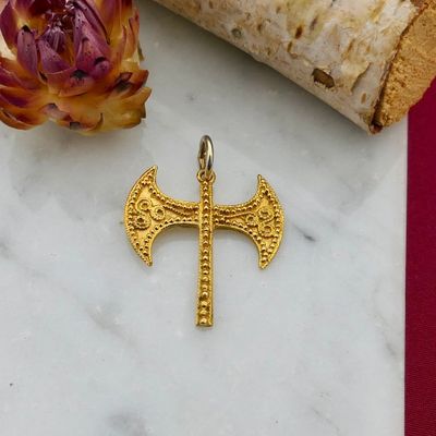 Image 2 of Golden pendant of a labrys