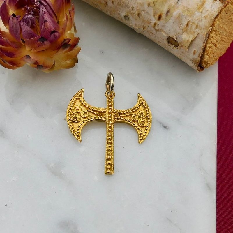 Image 2 of Golden pendant of a labrys