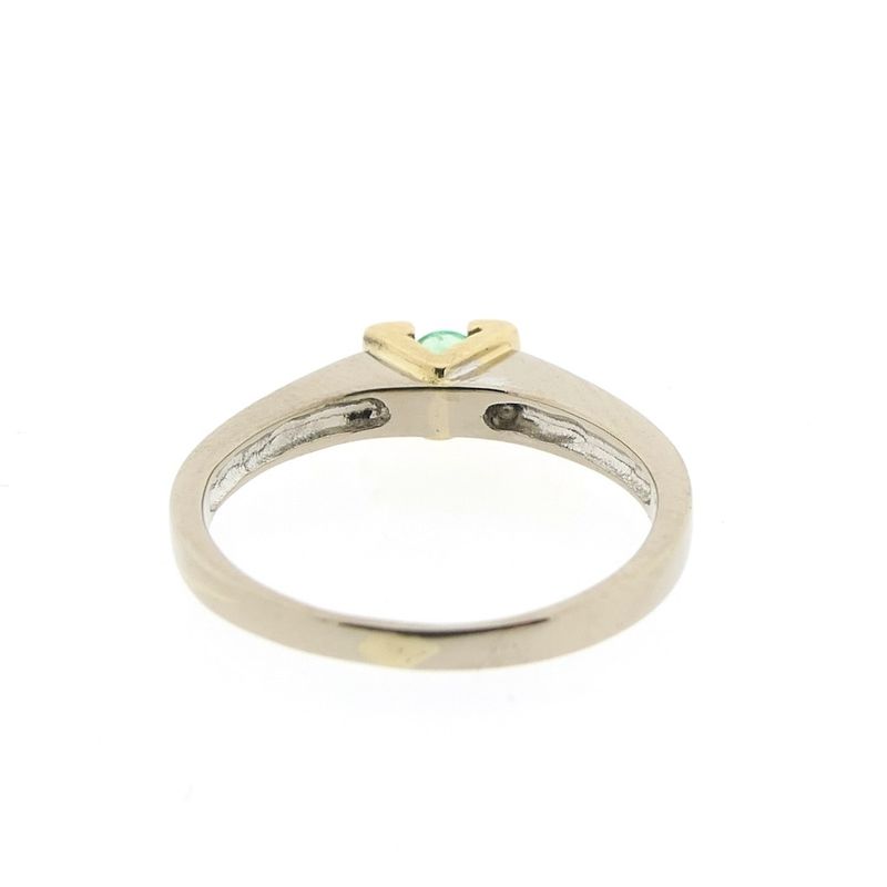 Image 4 of 18 carat bicolor gold ring set with emerald