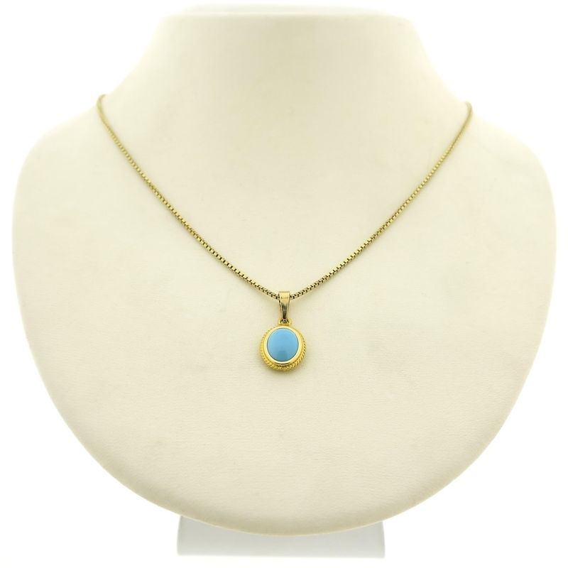 Image 10 of Vintage gold pendant with turquoise