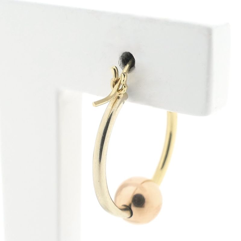 Image 4 of Tricolor gold earrings with a ball; Ø 16.5 mm