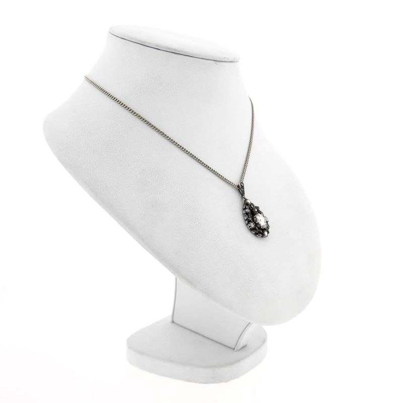 Image 5 of Antique silver pendant with diamonds; Approx. 0.93 ct.