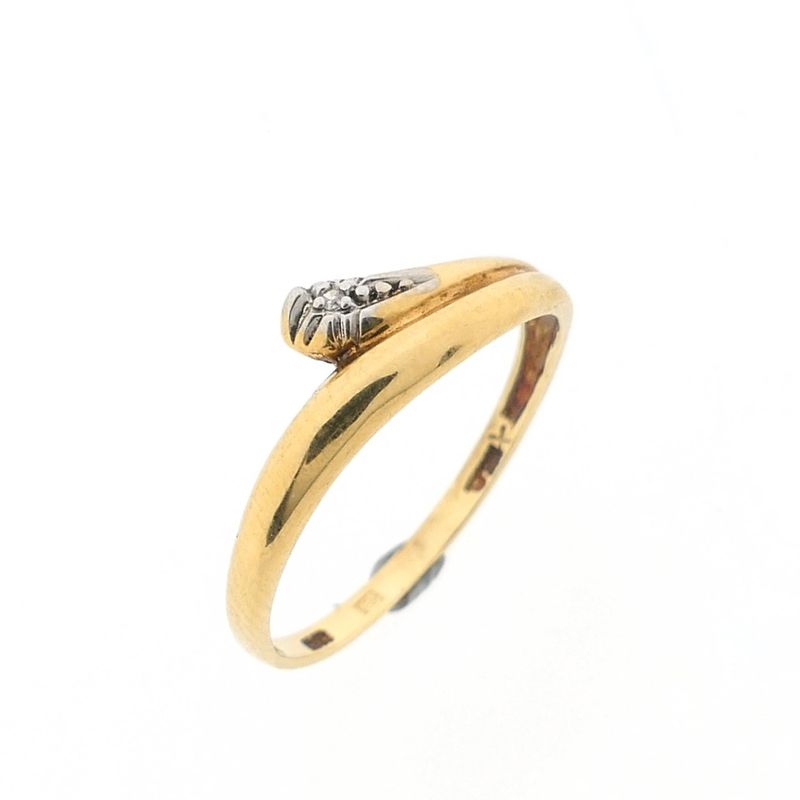 Image 3 of Gold ring with diamond; 0.005 ct.