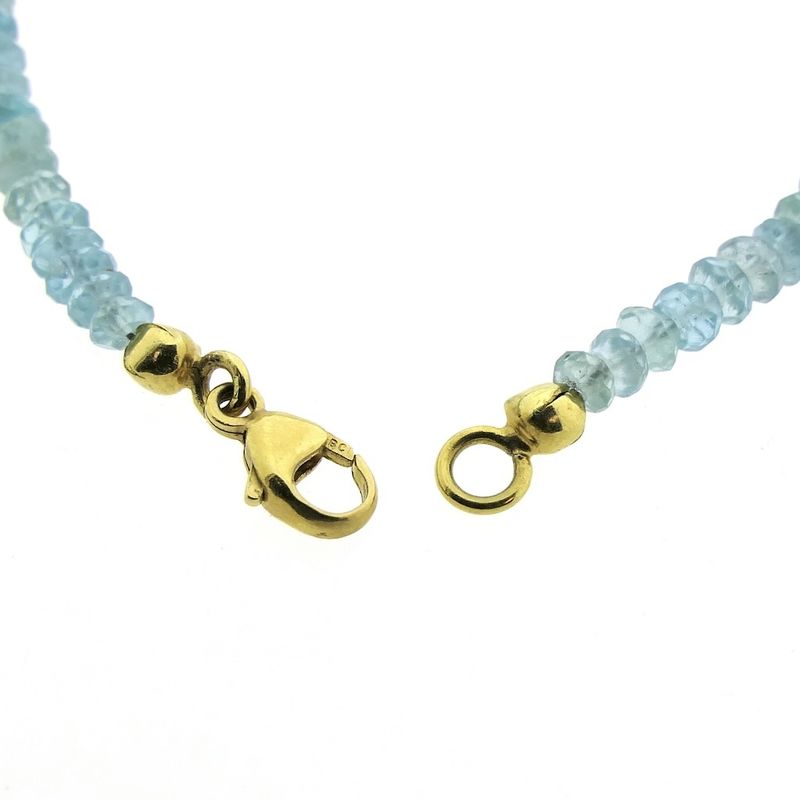 Image 3 of Gold beaded bracelet with aquamarine