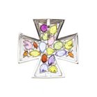 Image 8 of White gold Maltese cross pendant with a mix of gemstones