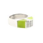 Image 4 of White gold ring with chrysoprase and diamonds; 0.27 ct.