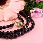 Image 2 of Glass bead necklace/saucer with gold clasp; Antique | 93 cm