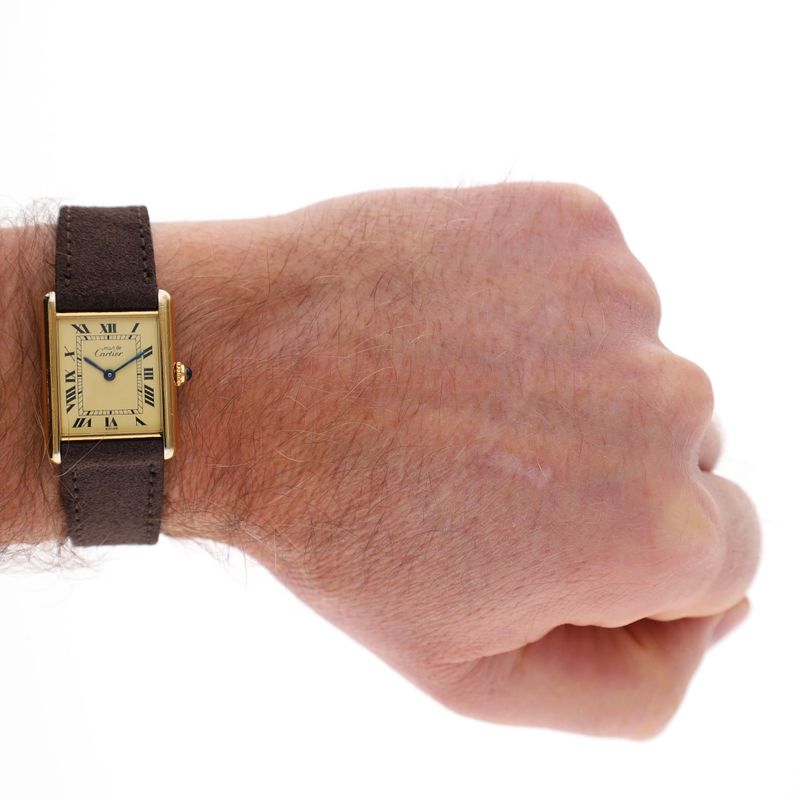 Image 16 of Cartier Tank Vermeil 'Large' 590005; Vintage Unisex Watch with Papers