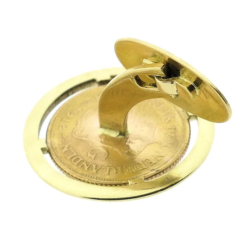 Image 6 of Gold cufflinks with 5 guilder coin Queen Wilhelmina 1912