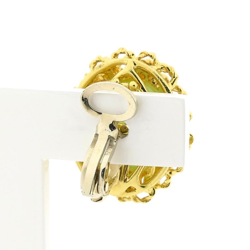 Image 5 of 18 Krt. Gold Clip-On Earrings with Chrysoprase