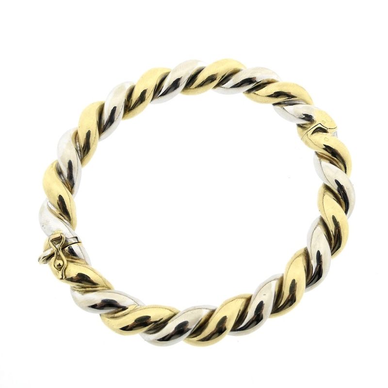 Image 3 of Two-tone gold twisted slave bracelet.