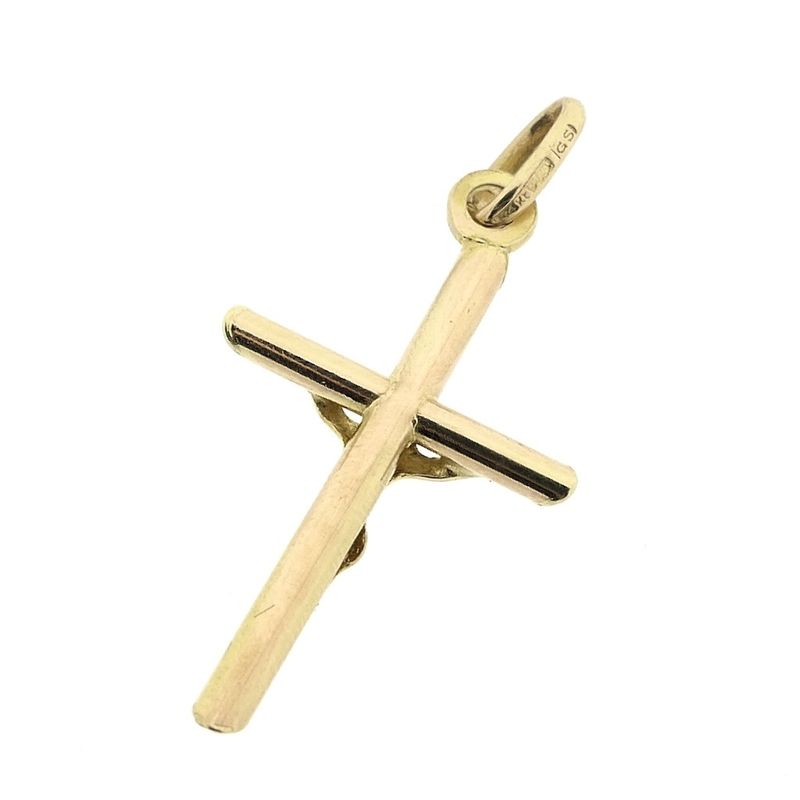 Image 4 of Gold pendant of a cross with pattern.