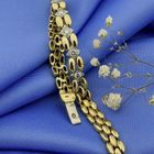 Image 12 of Gold Bismarck link bracelet with 0.4 ct diamond.