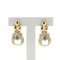 Gold earrings with zirconia and turquoise