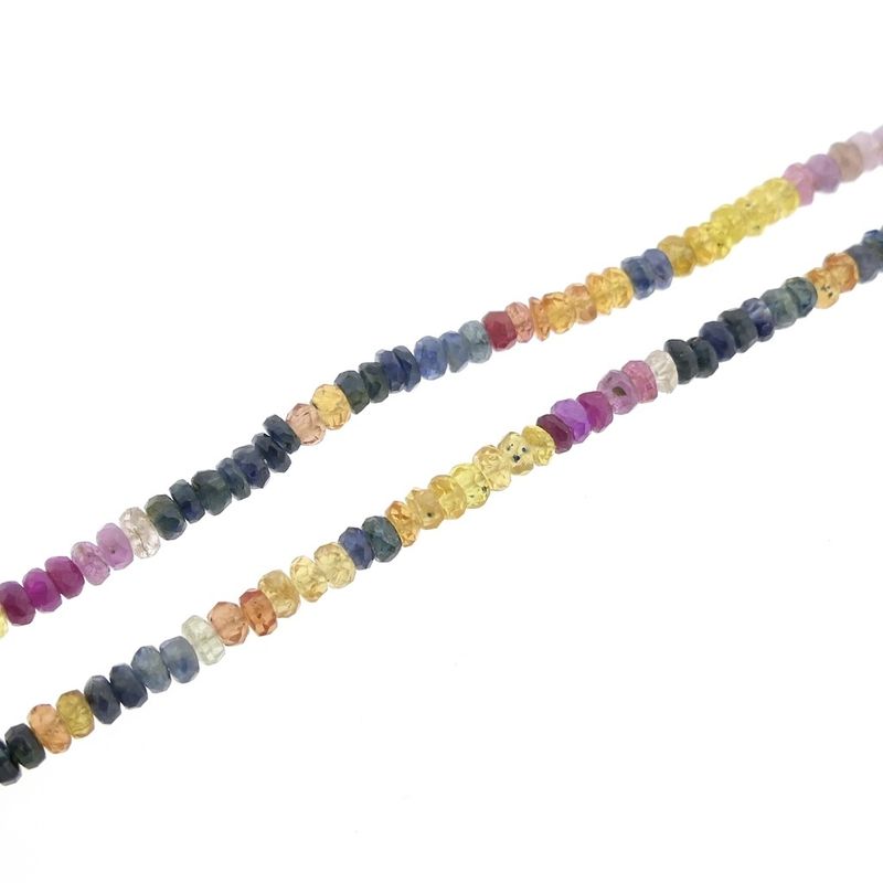 Image 7 of Multicolored sapphire bead necklace with gold clasp | 48.5 cm
