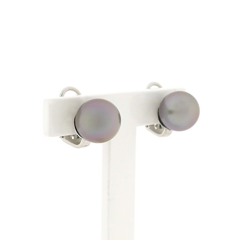 Image 5 of White gold clip-on earrings with Tahitian pearl