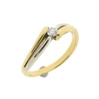 Two-tone gold solitaire ring with 0.08 ct. diamond | Diamonde