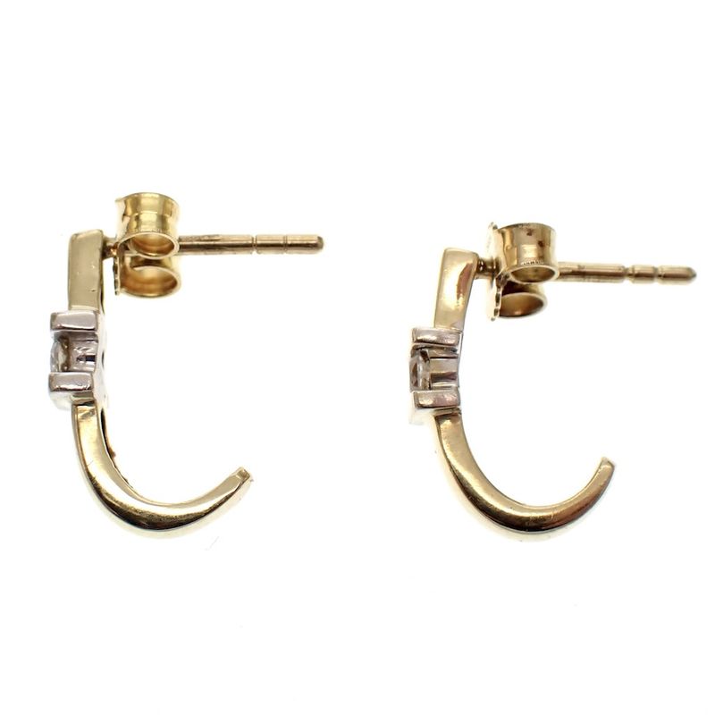 Image 5 of Bicolor gold stud earrings with zirconia