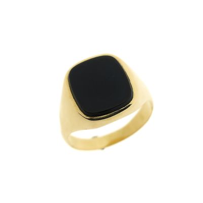 Image 1 of Gold signet ring with onyx.