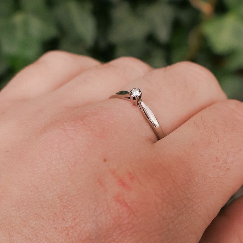 Image 4 of White gold solitaire ring with diamond | 0.06 ct.