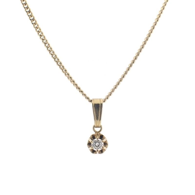 Image 3 of Gold pendant with diamond | 0.15 ct.