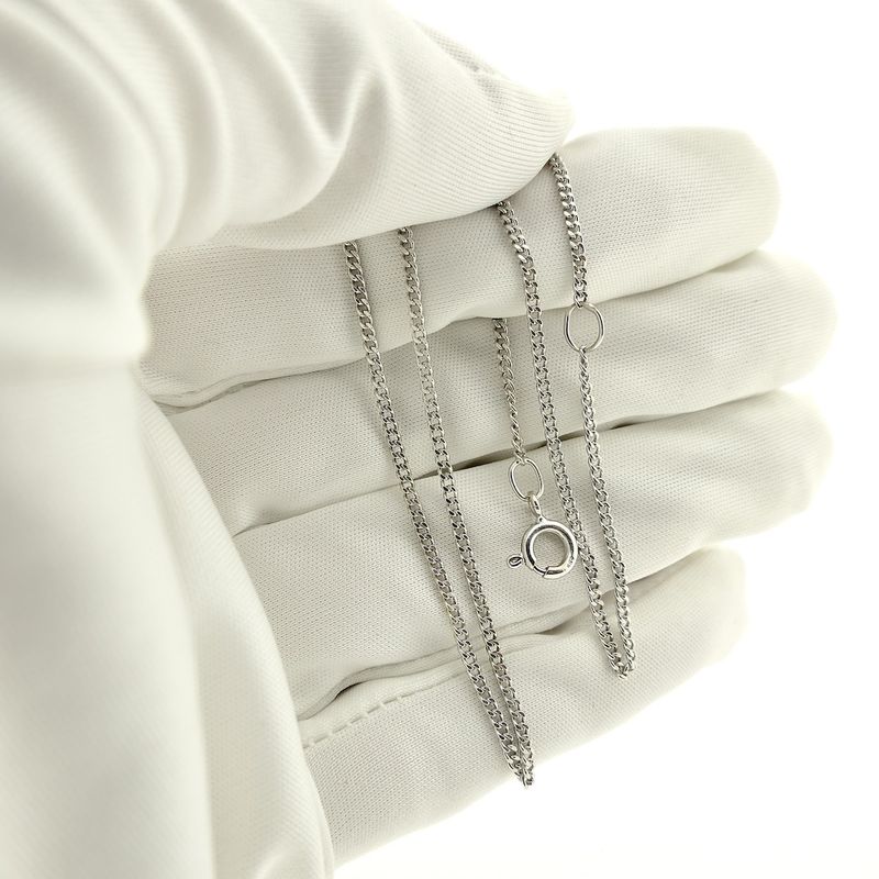 Image 4 of White gold gourmet link necklace | 44-49 cm