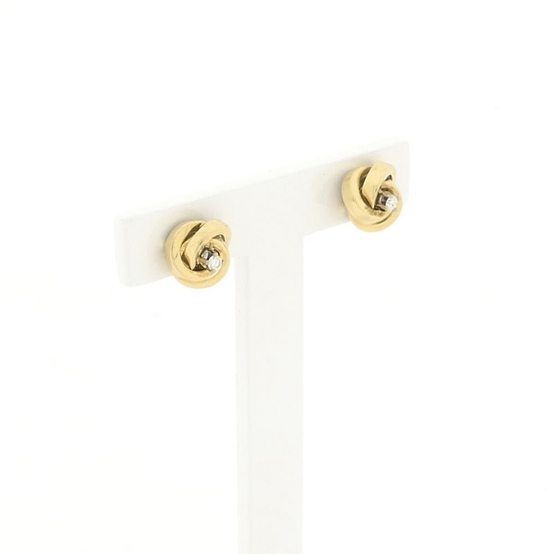 Image 3 of Vintage gold stud earrings with diamond | 0.07 ct.