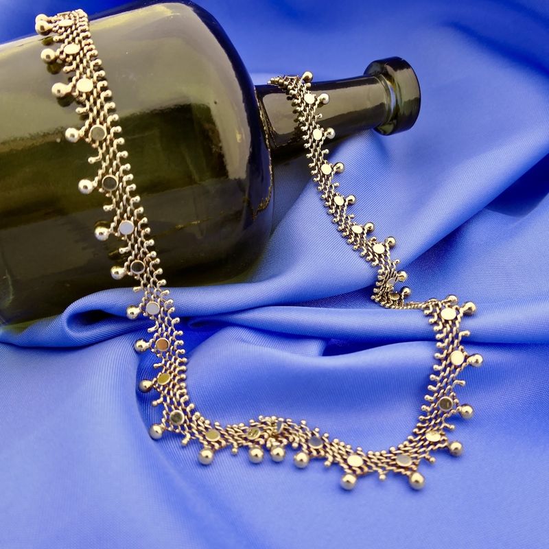 Image 9 of Gold gallery wire link necklace with balls