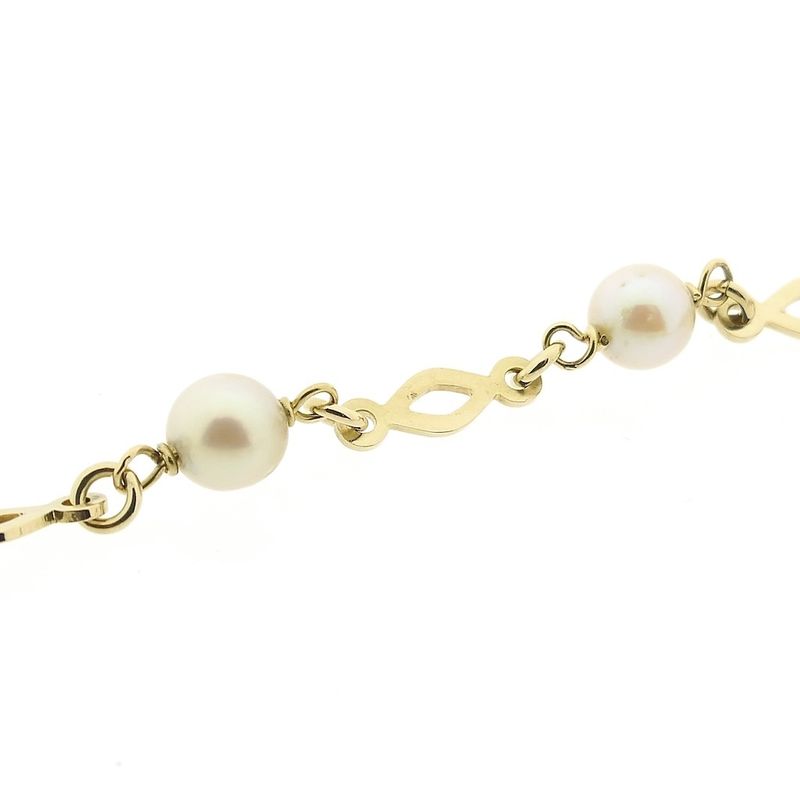 Image 3 of Gold bracelet with pearls | 19.5 cm