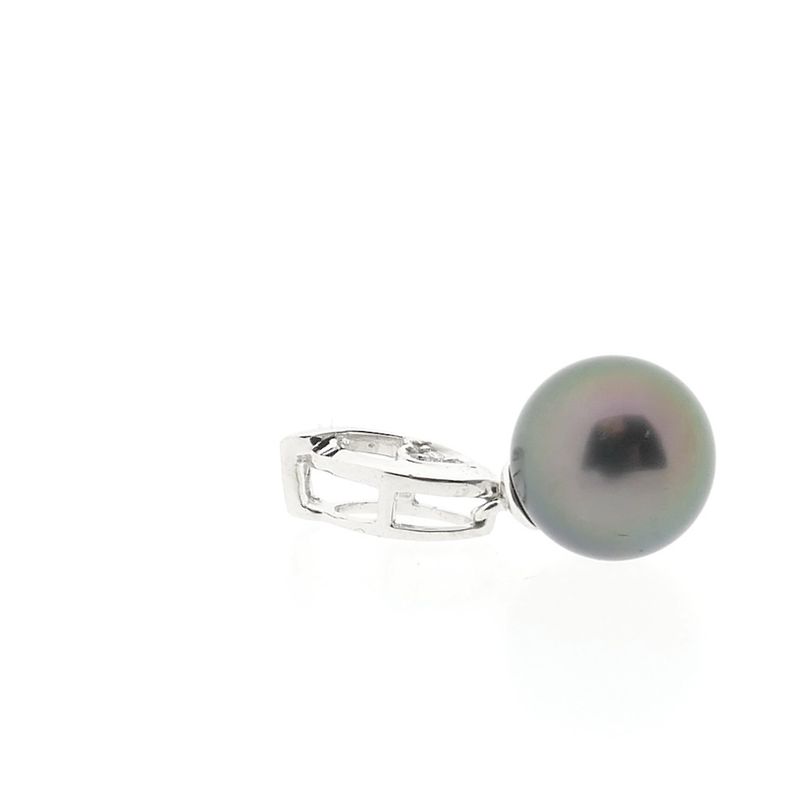Image 3 of White gold pendant with Tahitian pearl and diamond; 0.01 ct.