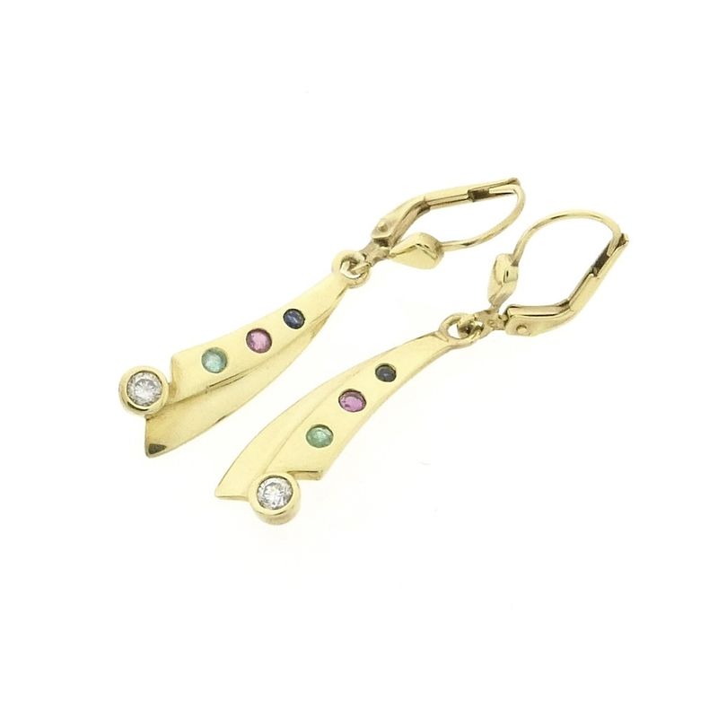Image 9 of 8K earrings with a mix of gemstones