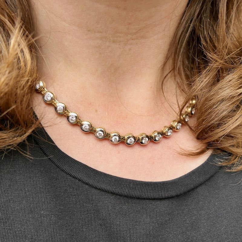 Image 10 of Two-tone gold tennis necklace with diamonds