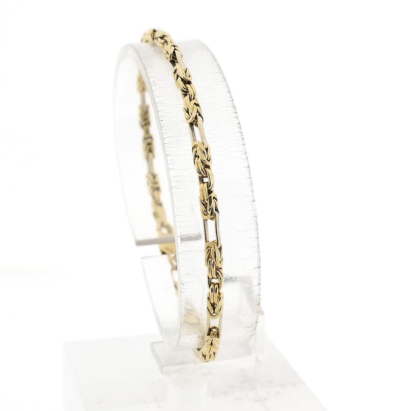 Afbeelding 1 van Bicolor gouden koningsschakel armband | 18 cm 